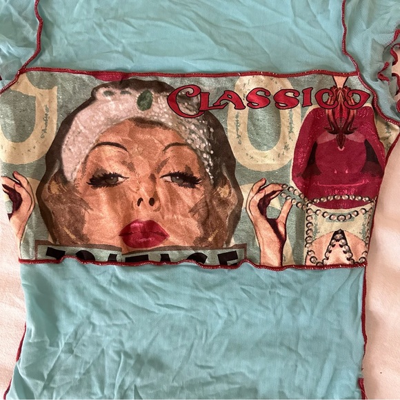 🪼vintage y2k abstract graphic mesh top🪼 - Picture 2 of 7